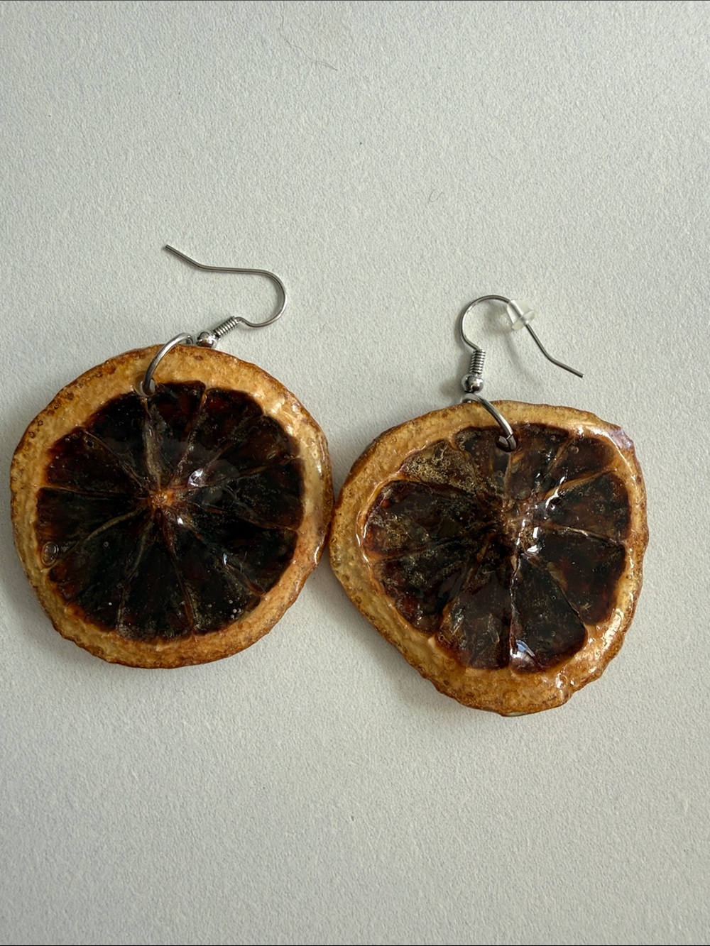 Source Unknown Dark Brown Dried Citrus Slice Earrings